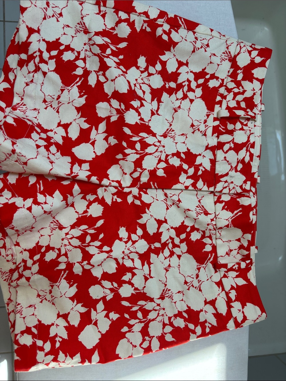 Orange/Red and White Floral Skirt